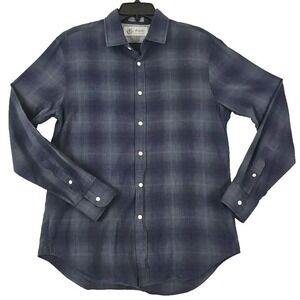 Hayati Italian Jachs Long Sleeve Button Front Shirt Men's Medium Blue Gray